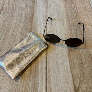 I-SEA Round Sunglasses Unisex One Size Black Dark Smoke Lenses w/ Case